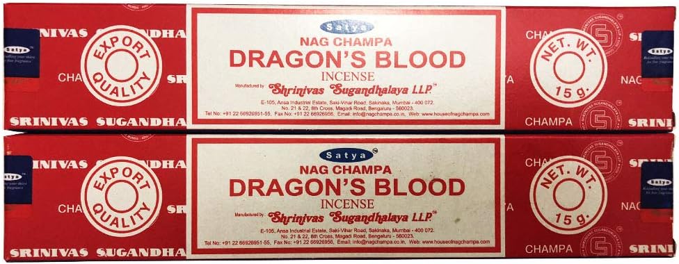 Satya Nag Champa - Dragon's Blood Incense Sticks - Pack of 2 (15 Gram Each)