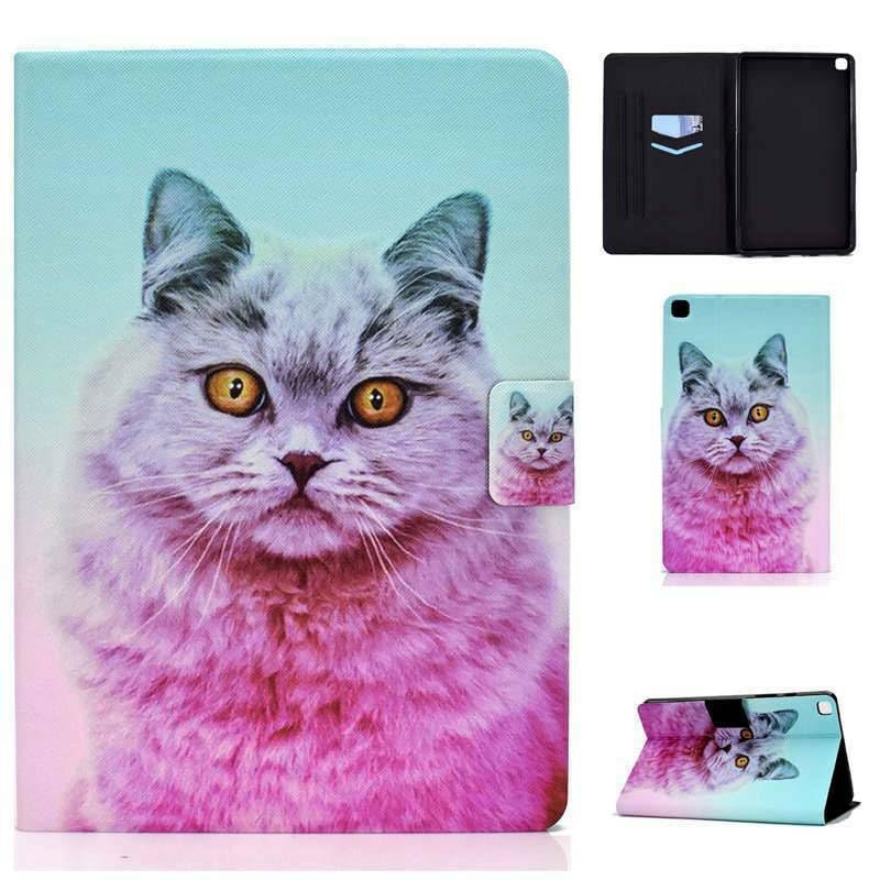 Étui pour Samsung Galaxy Tab A9 8.7 SM X110 X115 housse protection cuir chat