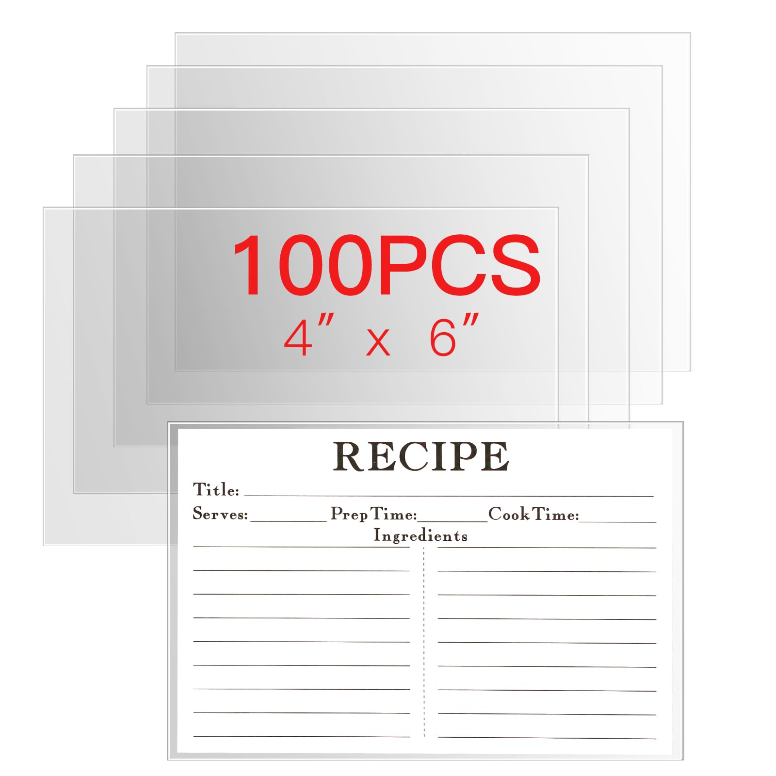 HVSWLY 100PCS Recipe Card Protectors - 4x6 Waterproof Clear Covers, Plastic Sleeves for Cards, Protect Your Recipes From Kitchen Messes - Image 6