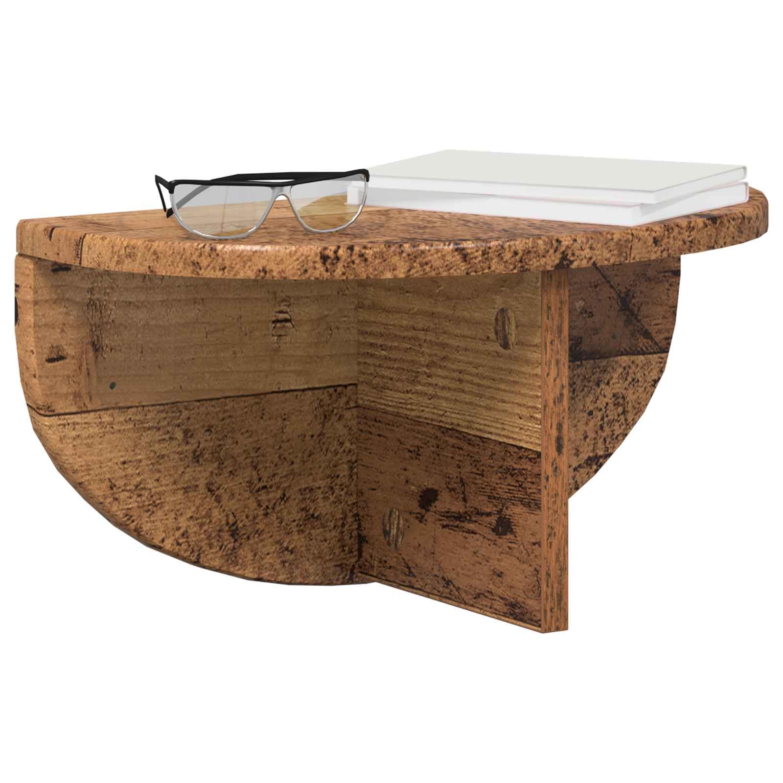 Regał ścienny, zestaw 2 sztuk, wygląd starego drewna, 38 x 19 x 19 cm, materiał drewnopochodny, wiszące półki do montażu na ścianie, uniwersalna półka ścienna, oszczędność miejsca do