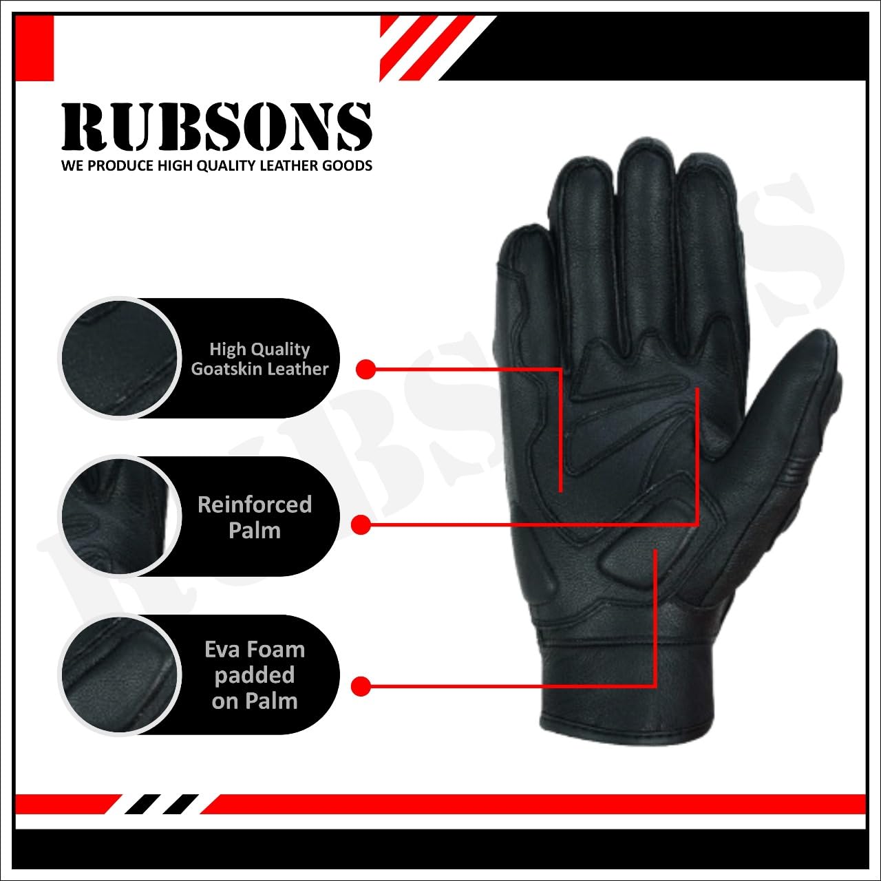 Flex Pro Goat Skin Leather Biker Moto Hard Knuckle Gloves