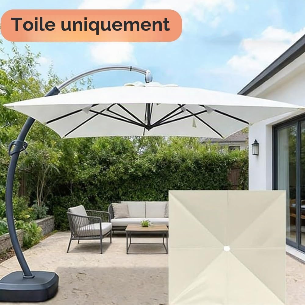 4/8 Baleines Auvent De Remplacement Pour Parasol 300×300cm 250x250cm 200x200cm, Toile De Rechange Carré Pour Cour, Housse Pour Parapluie Non Déporté(Gray,2.5x2.5m/8ftx8ft)