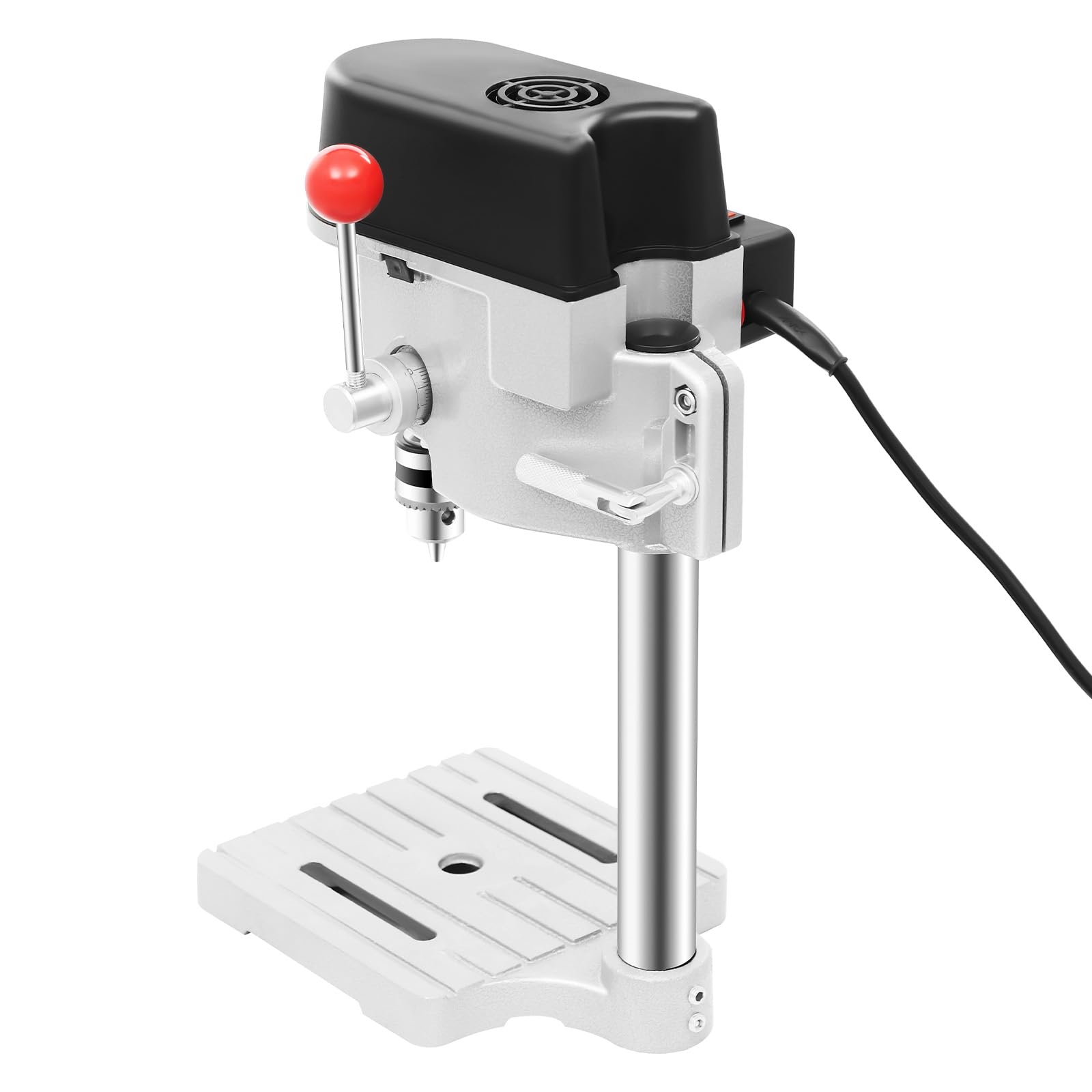 Trapano a colonna in ghisa da 340 W, con 3 velocità, profondità di foratura 25 mm, mini trapano da tavolo, regolazione della velocità, trapano da banca, ferro (diametro ≤0,24 in)/legno (diametro ≤