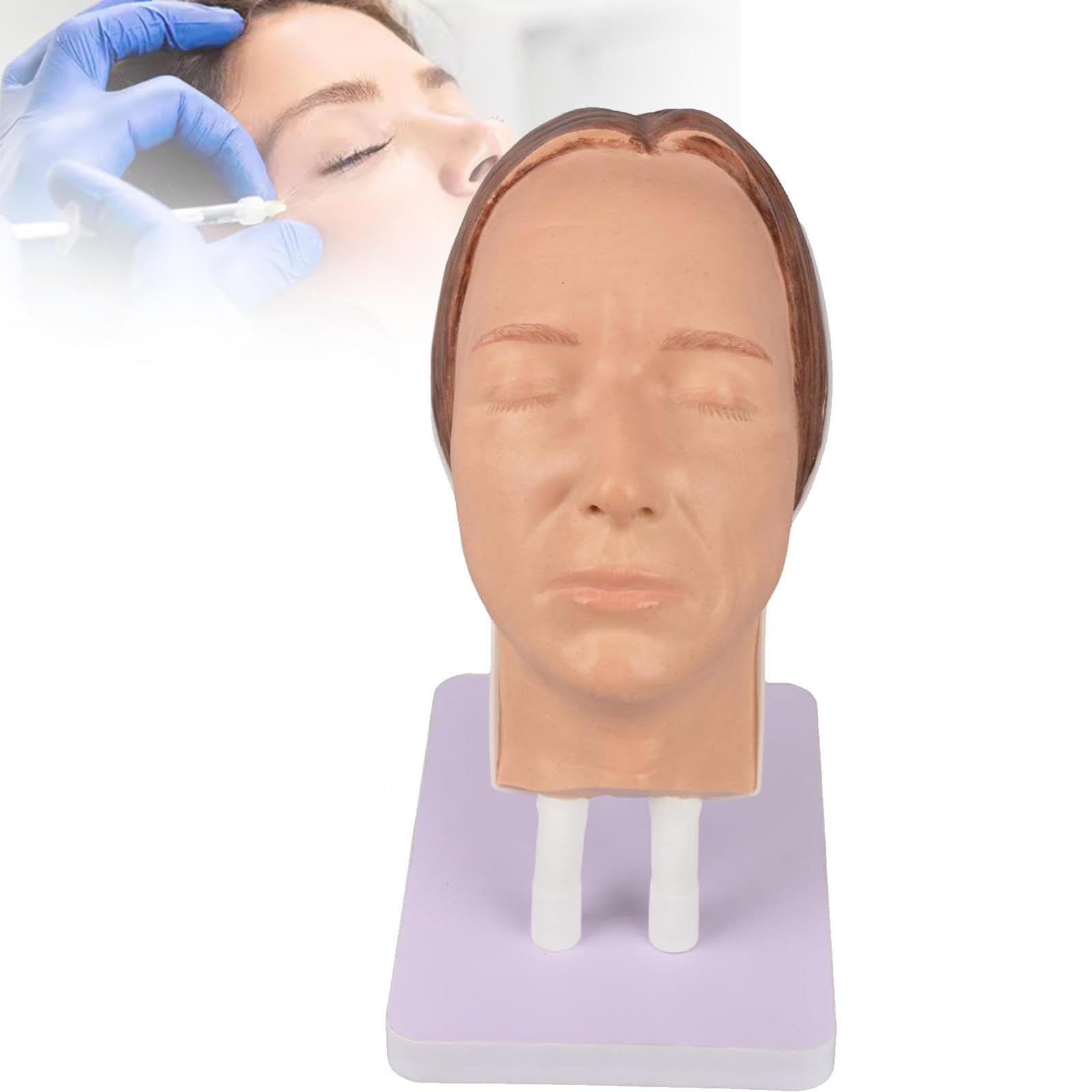 Facial Model for Injection Training, Multidirectional Silicone Mannequin for Common Facial Problems for Students Medicine and Beauticians