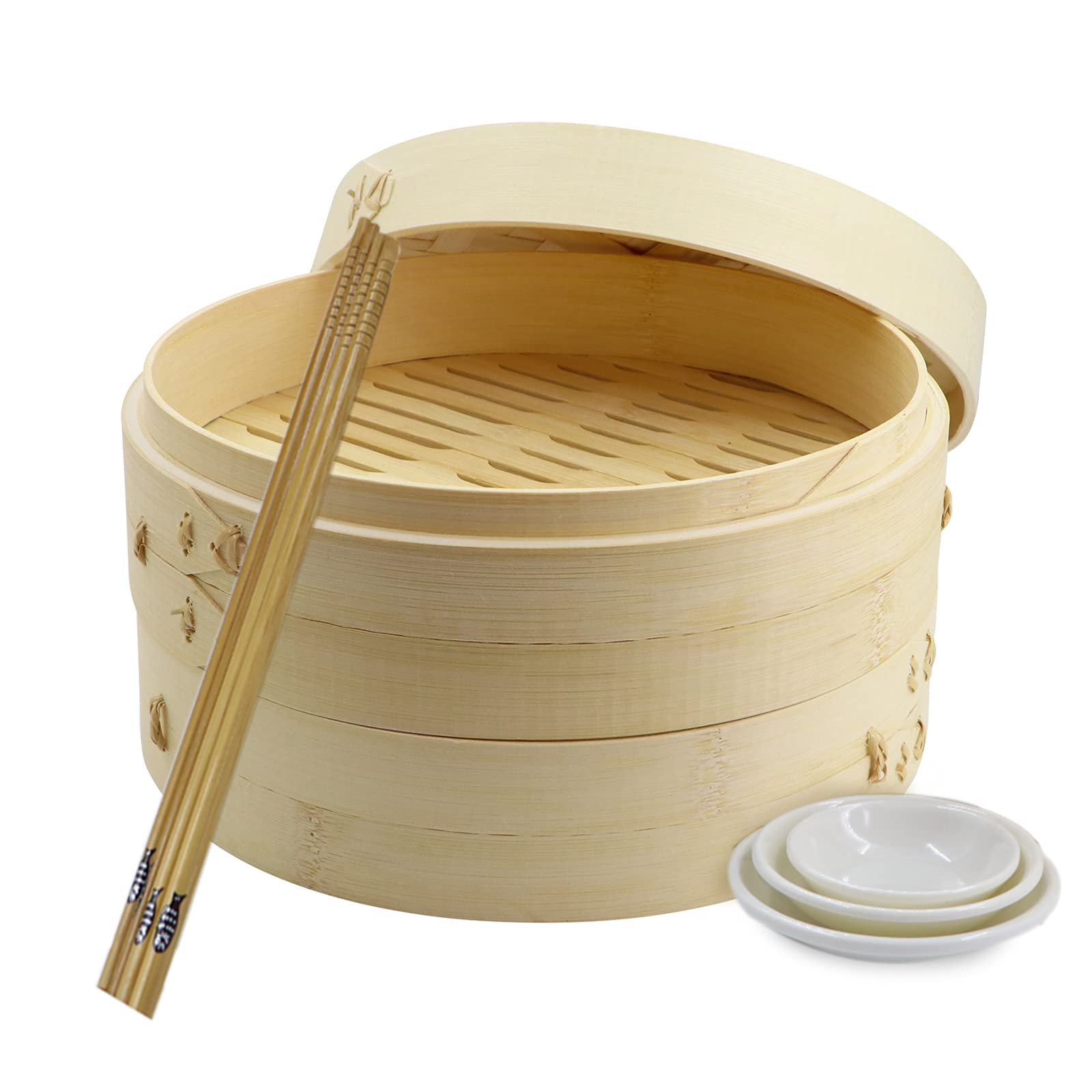 Buy Bamboo Steamer Basket, Sustainable Steam Cooker, Two Tier Food