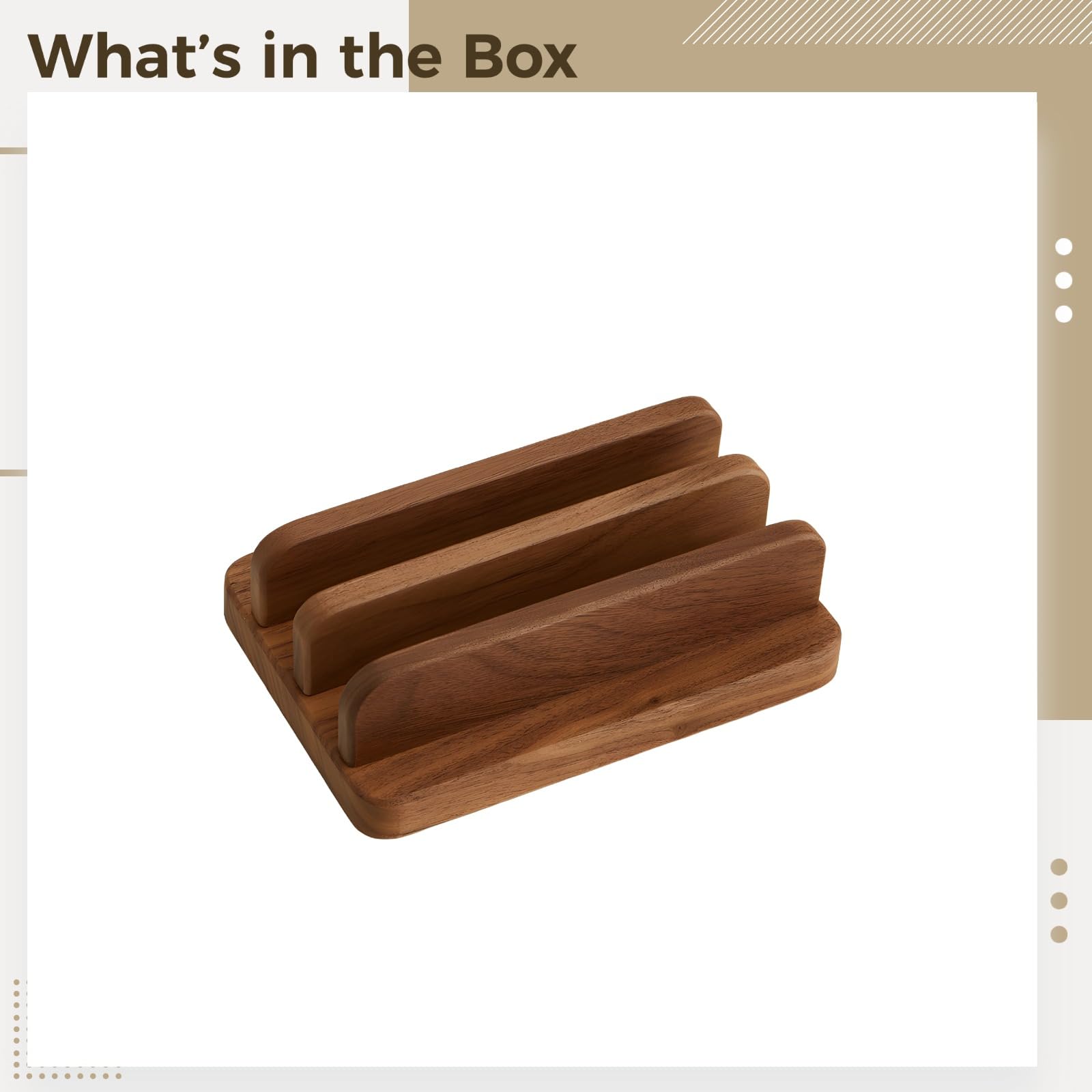 Generisch Laptopständer aus Holz, Verstellbarer Desktop-Organizer mit Zwei Fächern, aus massivem Nussbaumholz, platzsparender Vertikalständer für Tablets und Handys, 12 x 17 x 4,5 cm