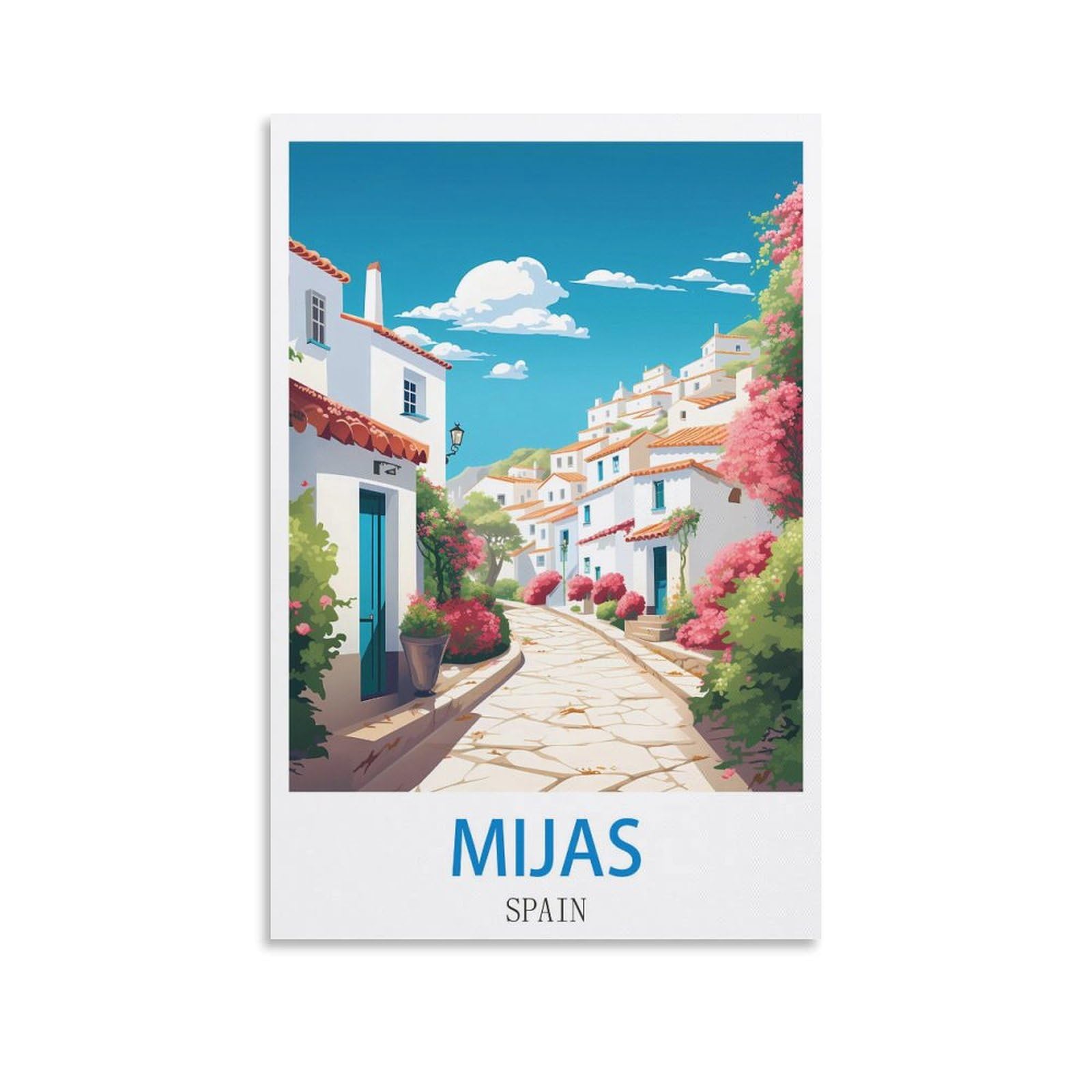Lnmnjesg Unframe-Style Mijas Spain Vintage Travel Poster 08X12inch(20X30cm) Canvas Painting Wall Art, Wall Decor Pictures Prints For Living Room Bedroom