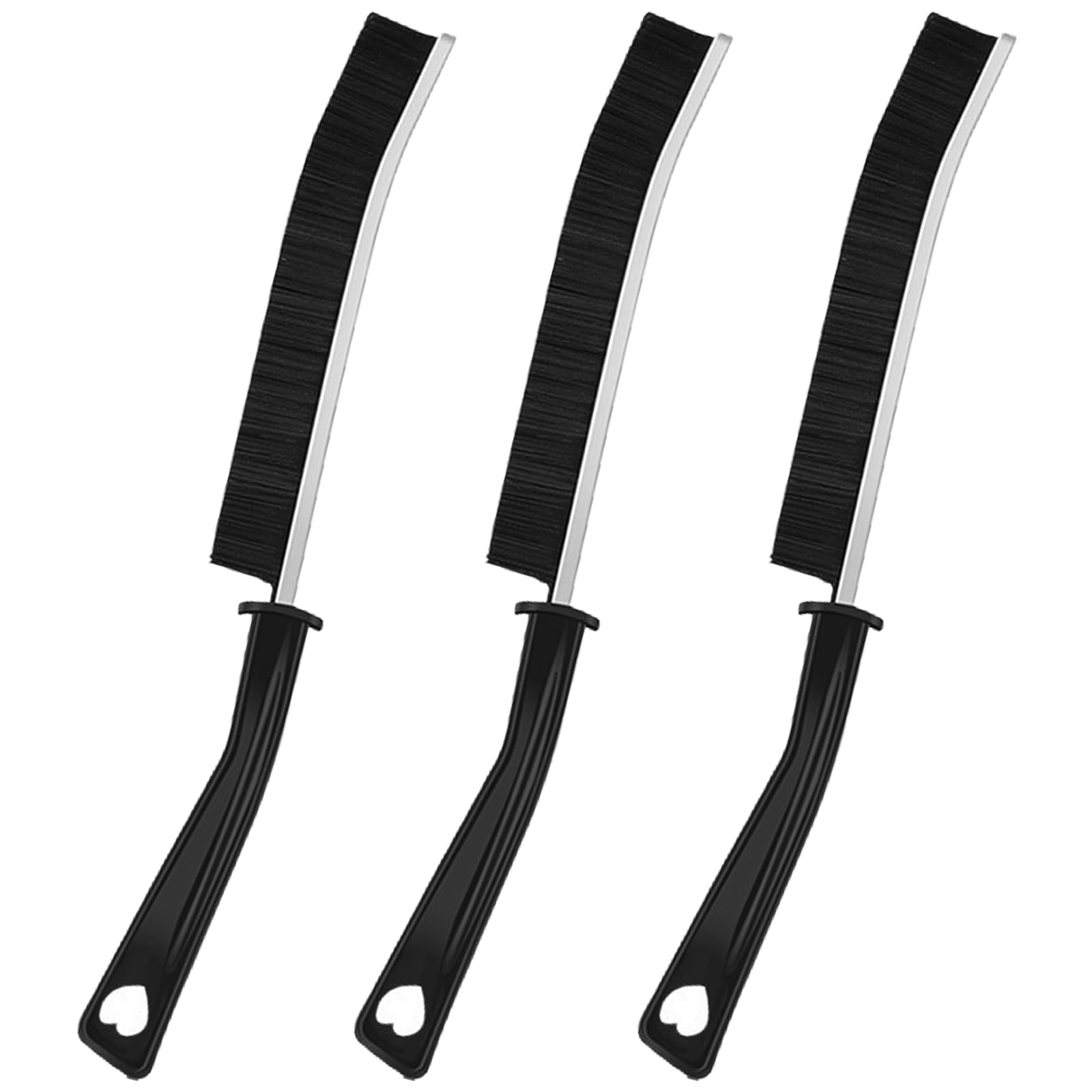 Lot de 3 brosses de nettoyage à poils durs pour coins étroits et rainures de fenêtre - Brosses de nettoyage multifonctions