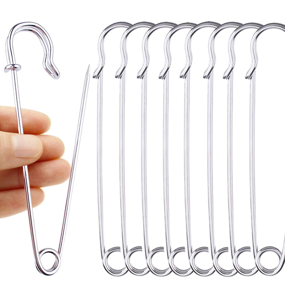 Thsiree Silver 20 Pcs Large Safety Kilt Pins - 4 Inch Extra Large Blanket Pins For Crafts & Household Use