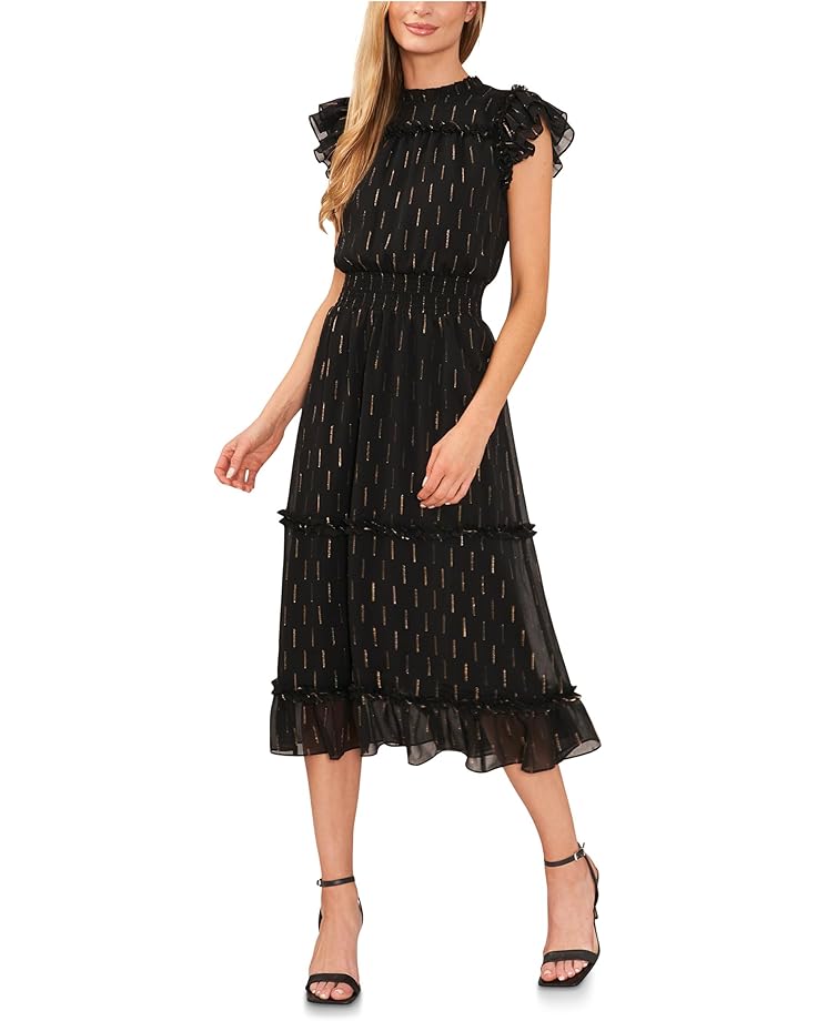 CeCe Flutter Sleeve Smocked Waist Midi Dress - Main View