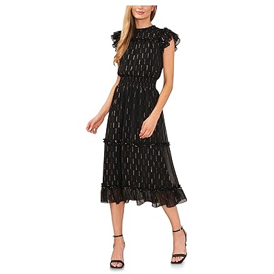 CeCe Flutter Sleeve Smocked Waist Midi Dress Women