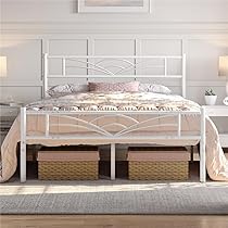 Yaheetech Struttura Letto Matrimoniale Telaio in Metallo Ferro Testiera a Forma di Nuvole 140 x 200 cm Bianco