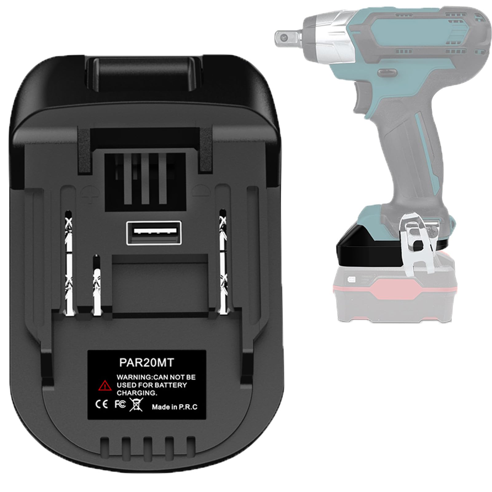 URUN DM18M Battery Adapter for Dewalt 20V, Milwaukee M18 & Makita 18V Cordless Tools with USB Charging & Protection Features — view 31