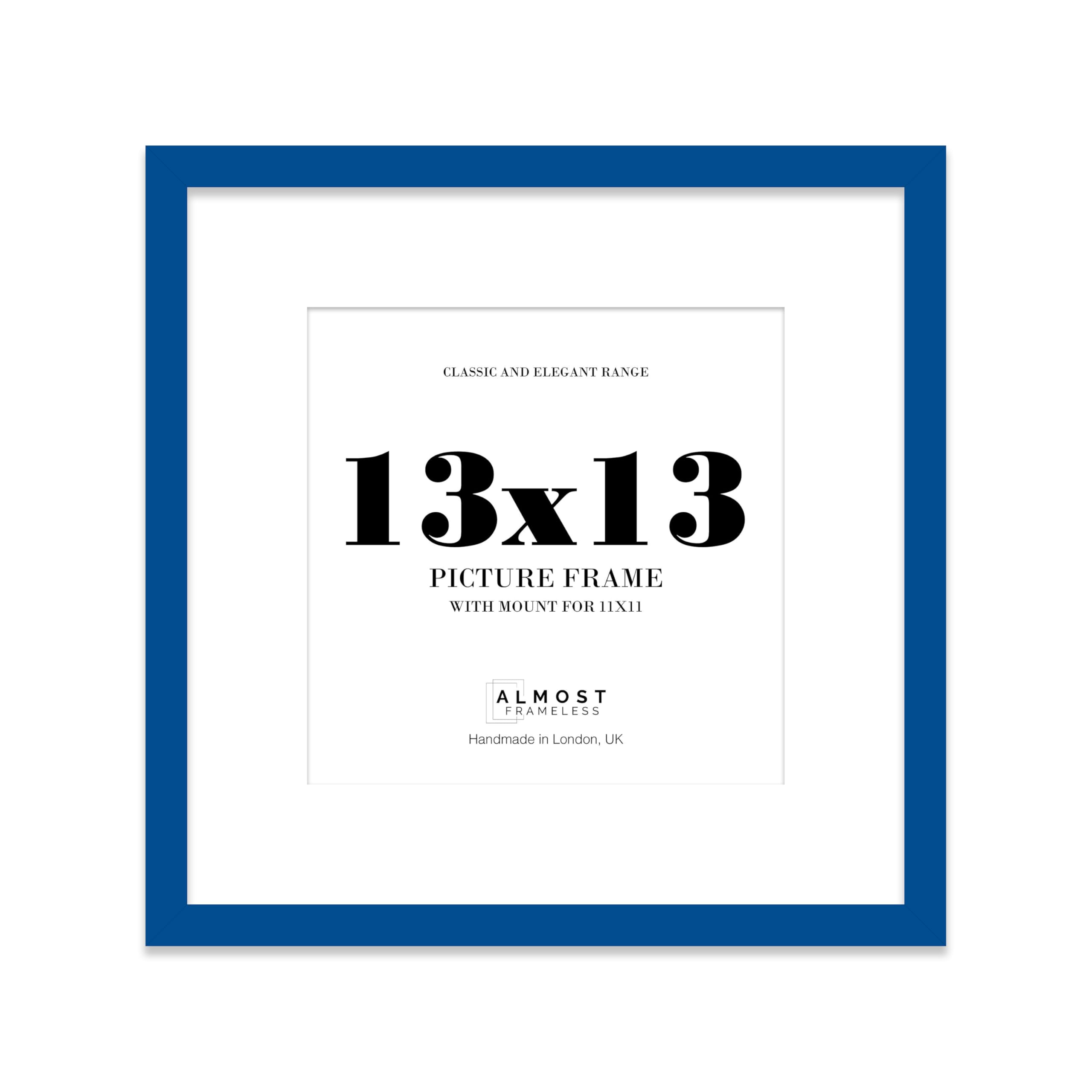 13x13 Blue Picture Frame with Mount for 11x11 Photos, Prints - Modern Square Wall Frame, 1 Pack