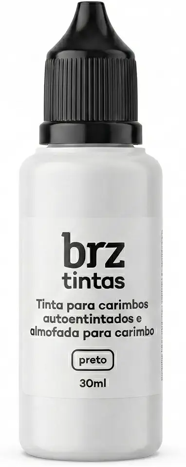 Tinta para Carimbo 30ml [Preta] – Secagem Rápida & Alto Rendimento | Compatível com Carimbos Automáticos e Almofadas (Nykon, Trodat, Colop) – Fórmula à Base de Água sem Óleo – BRZ Office