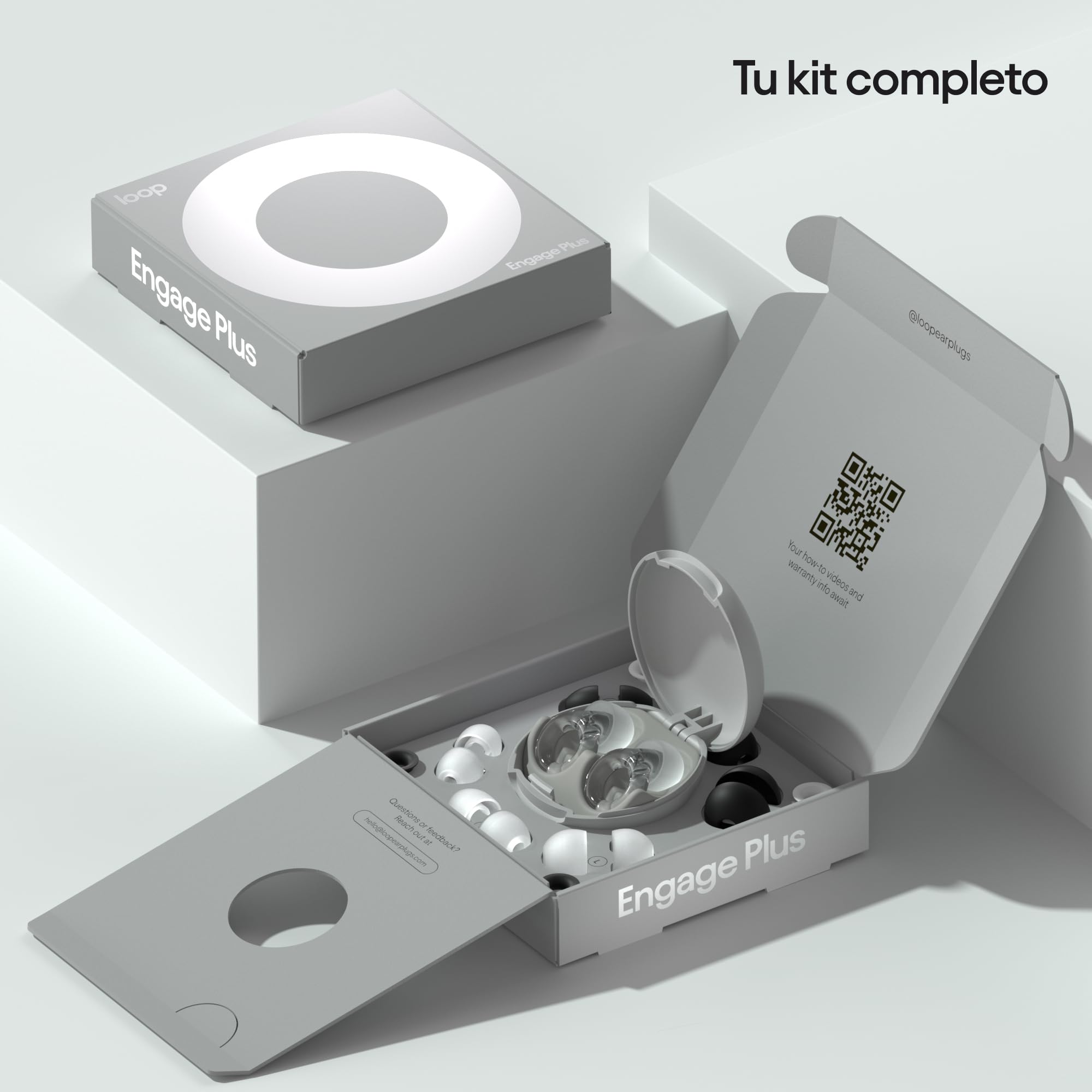 Loop Engage Plus Tapones - Reducción del ruido de nivel bajo - Para conversar, encuentros sociales, sensibilidad al ruido y padres y madres - 8 almohadillas + accesorios adicionales - SNR 16dB