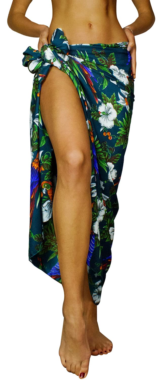 King Kameha Hawaiano Pareo Sarong Abrigo De Playa para Mujeres Funda De Bikini Casual Traje De Baño Muy Ruidoso Loro Cereza Imprimir