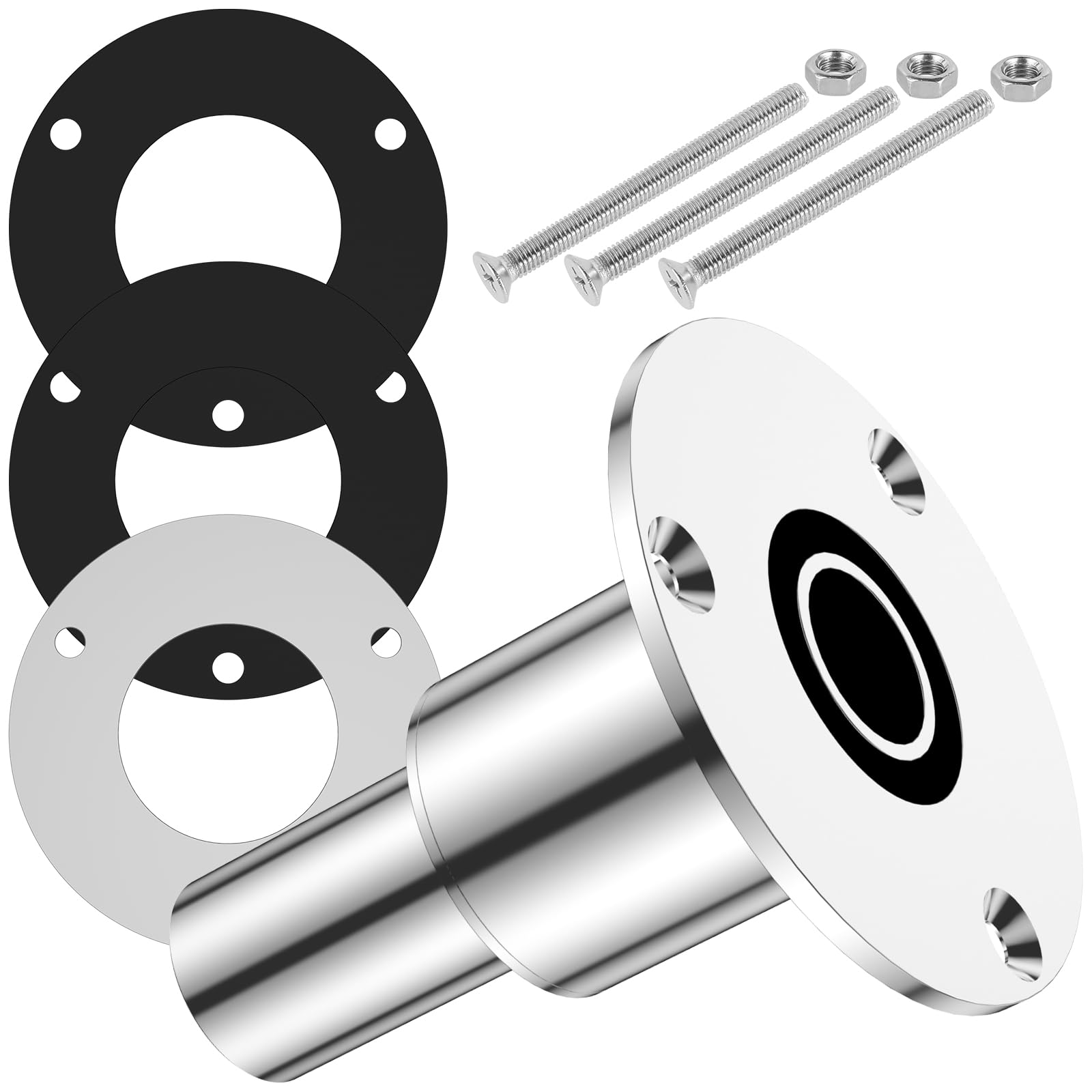 Thru Hull Exhaust Skin Stainless Steel 316 Fitting 24mm Tube Pipe Socket Hardware for Diesel Parking Heaters Boat Marine Car Truck with Screws and Washers(Straight)