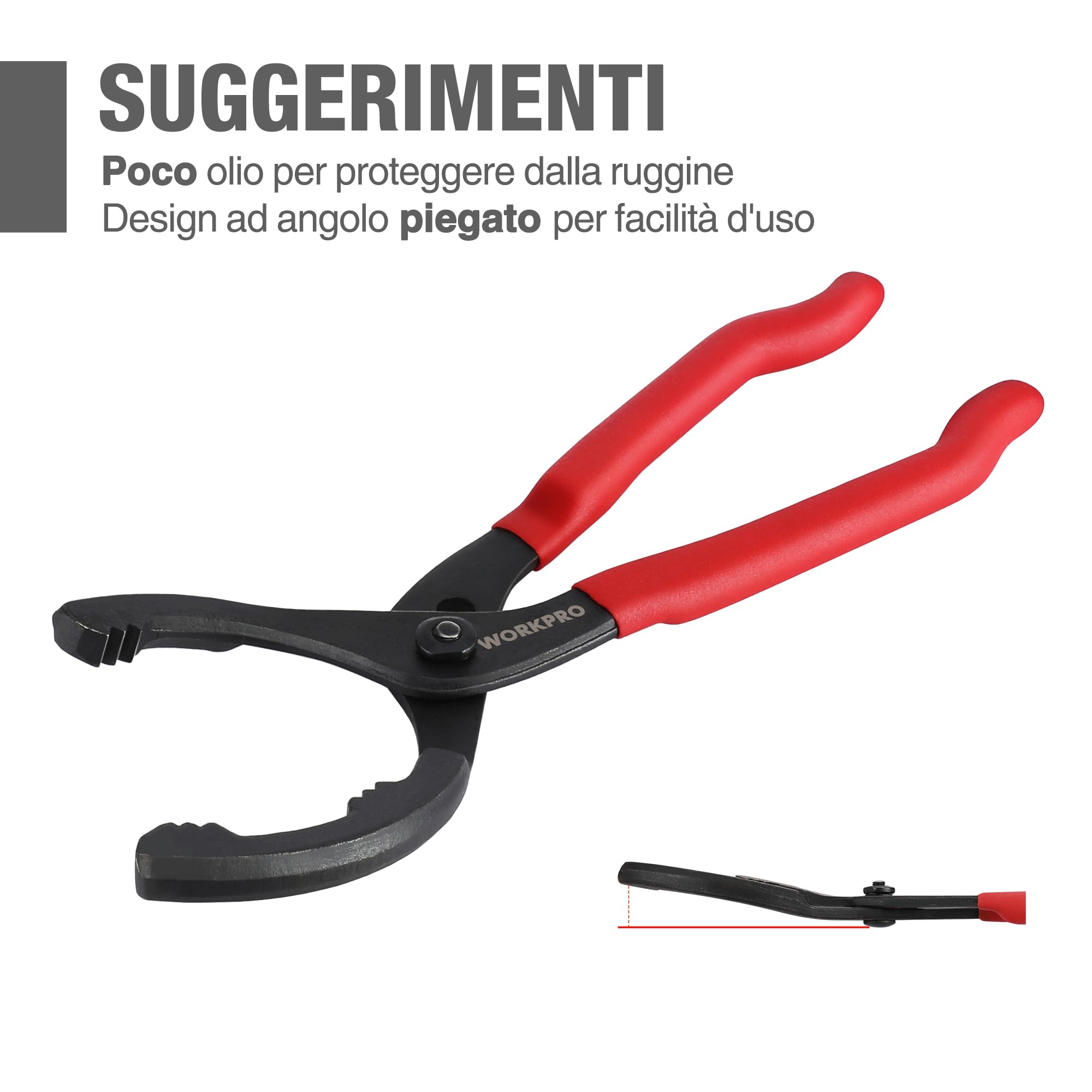 WORKPRO Pinza Filtro Olio Regolabile 30cm, Chiave Filtro Olio Ø 60-102mm