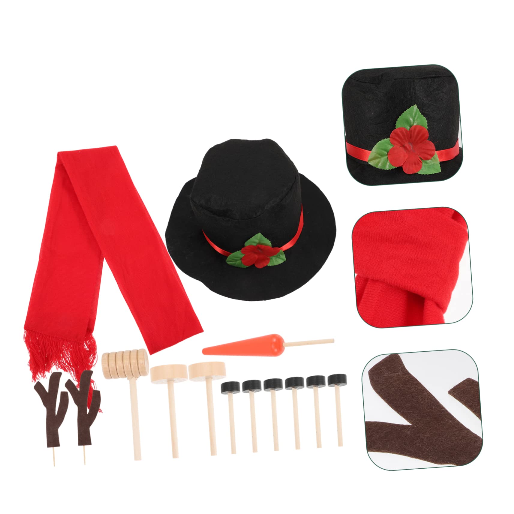 PRETYZOOM 2 Sätze Schneemann Verkleiden Sich Spielzeugzubehör Zum Bauen Von Schneemännern Schneemann-Kleidungsset Schneemann-Ornament-Set Für Weihnachten Festliches Accessoire Holz