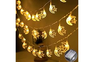 Ramadan Decorations for Home 2024, Lecone 10ft 20LED Moon & Star Ramadan Lights