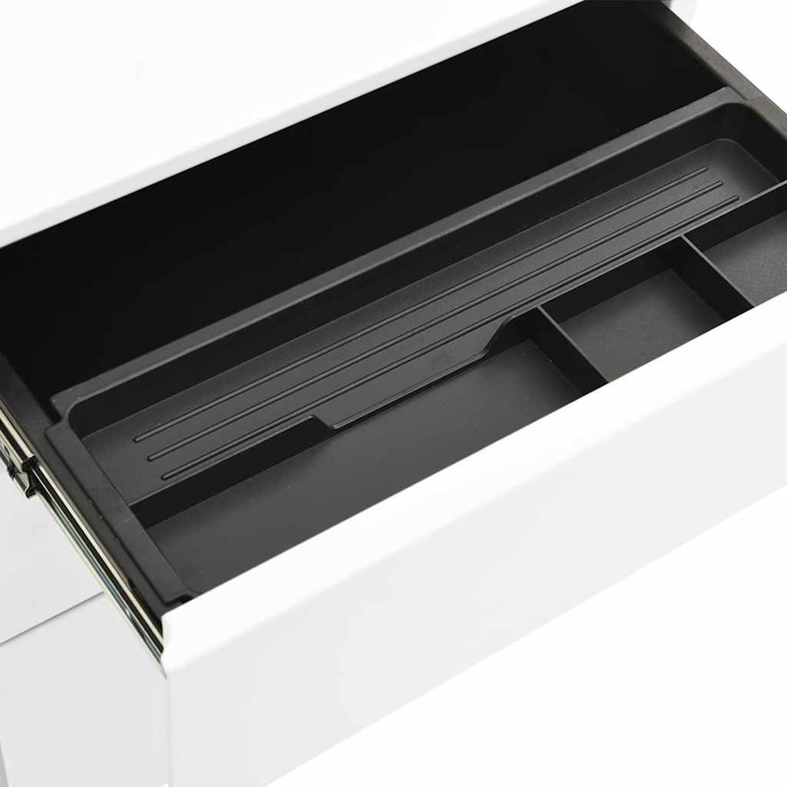 Armadietto per documenti su ruote, 39 x 45 x 60 cm, in acciaio bianco, con 3 cassetti completamente estraibili, compatibile con A4/legale, organizzazione ufficio
