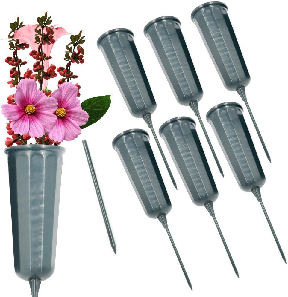 6 Pack Evelots New Cemetery Cone VasesSturdy Steel