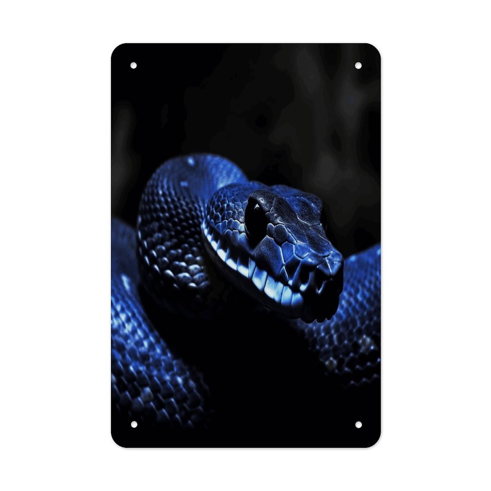 Blue Snake Metal Tin Sign Funny Vintage Metal Signs Metal Art Poster Man Cave Decor Retro Tin Sign for Home Office Kitchen Bar Cafe Garden Wall Decor 11.8 X 7.9 Inch