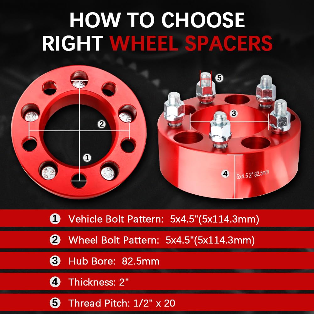 CarBole Distanziali Ruote 5x114,3 & 50mm (4 Pcs) 82,5 mm per Jeep Ford Lincoln Mazda Mercury, distanziali 5 x 4,5 con 20 viti per Wrangler TJ YJ XJ KJ KK ZJ MJ,