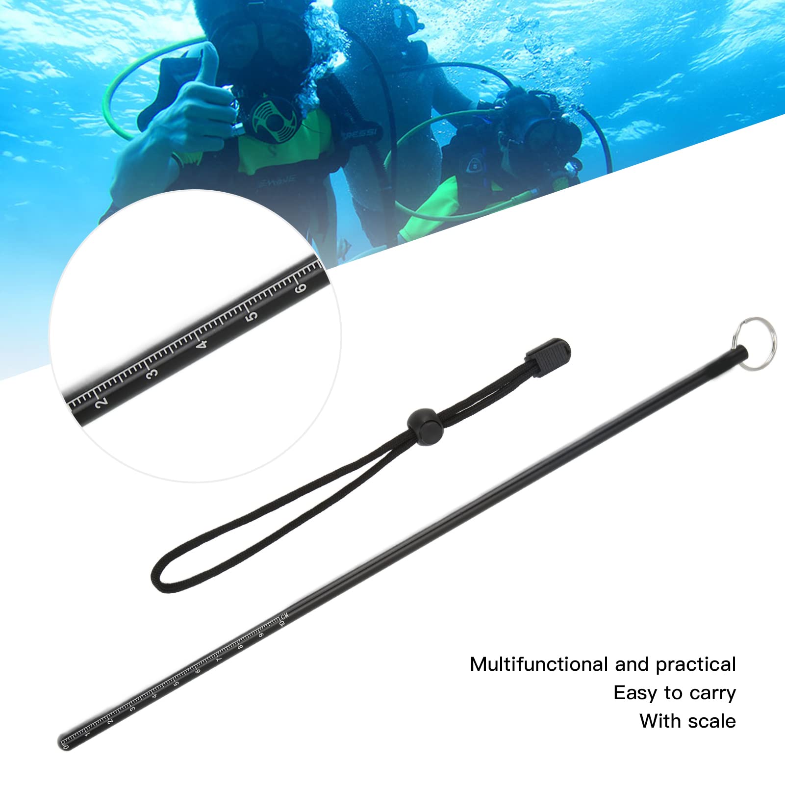 Scuba Diving in Lega di Alluminio puntatore Stick 13 Pollici, con Cordino, per Muck Stick, Reef Stick, Lobster Stick, per Dispositivo di Segnalazione