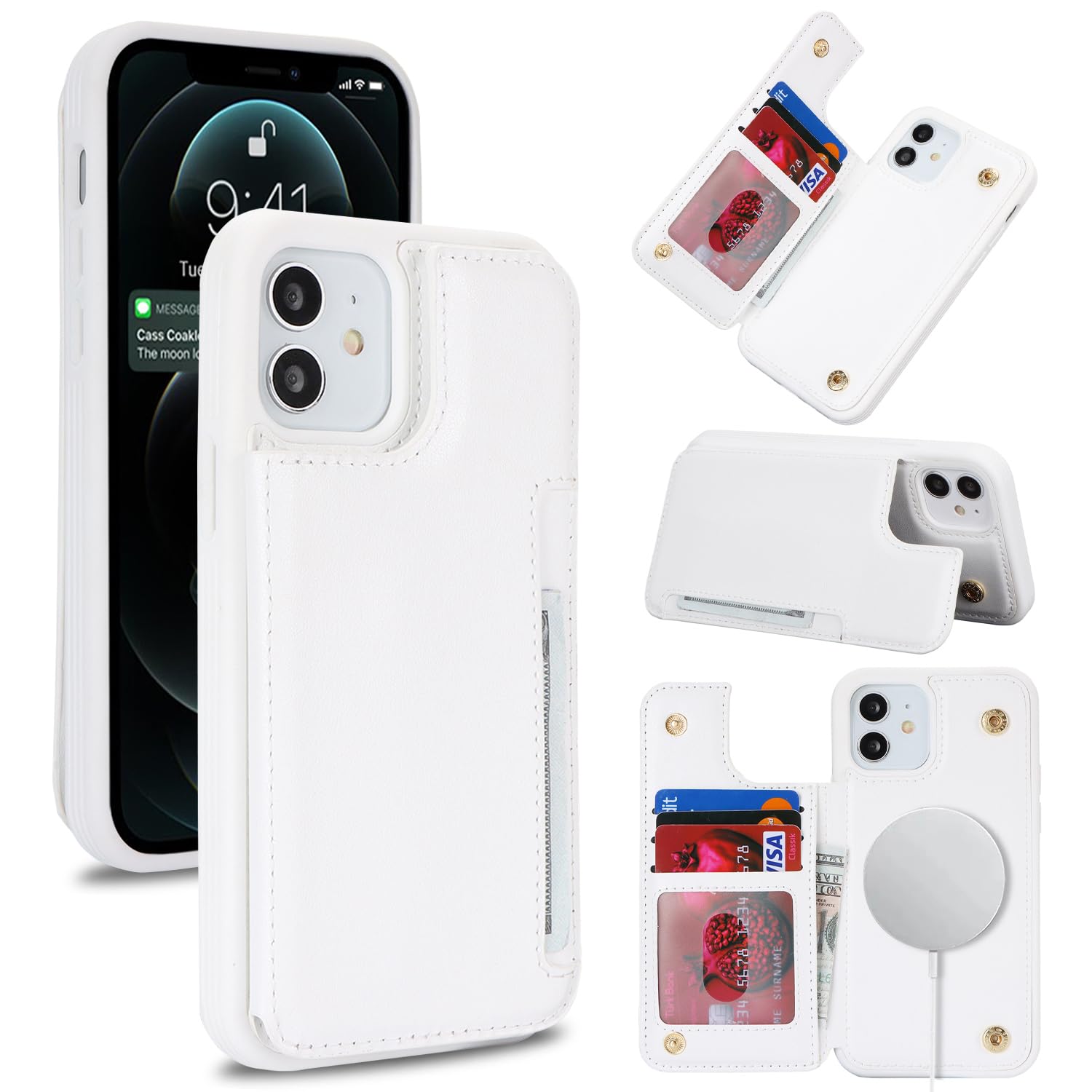 iPhone12 White 本体＋ケース iCoverCase Compatible with iPhone 12/12 Pro Wallet Phone Case with
