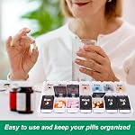 Shintop Weekly Pill Organizer 2 Times a Day, Easy Fill Am Pm Pill Box 7 Day Push Button Pill Container Medicine Organizer for Vitamins Supplements (Black&White)