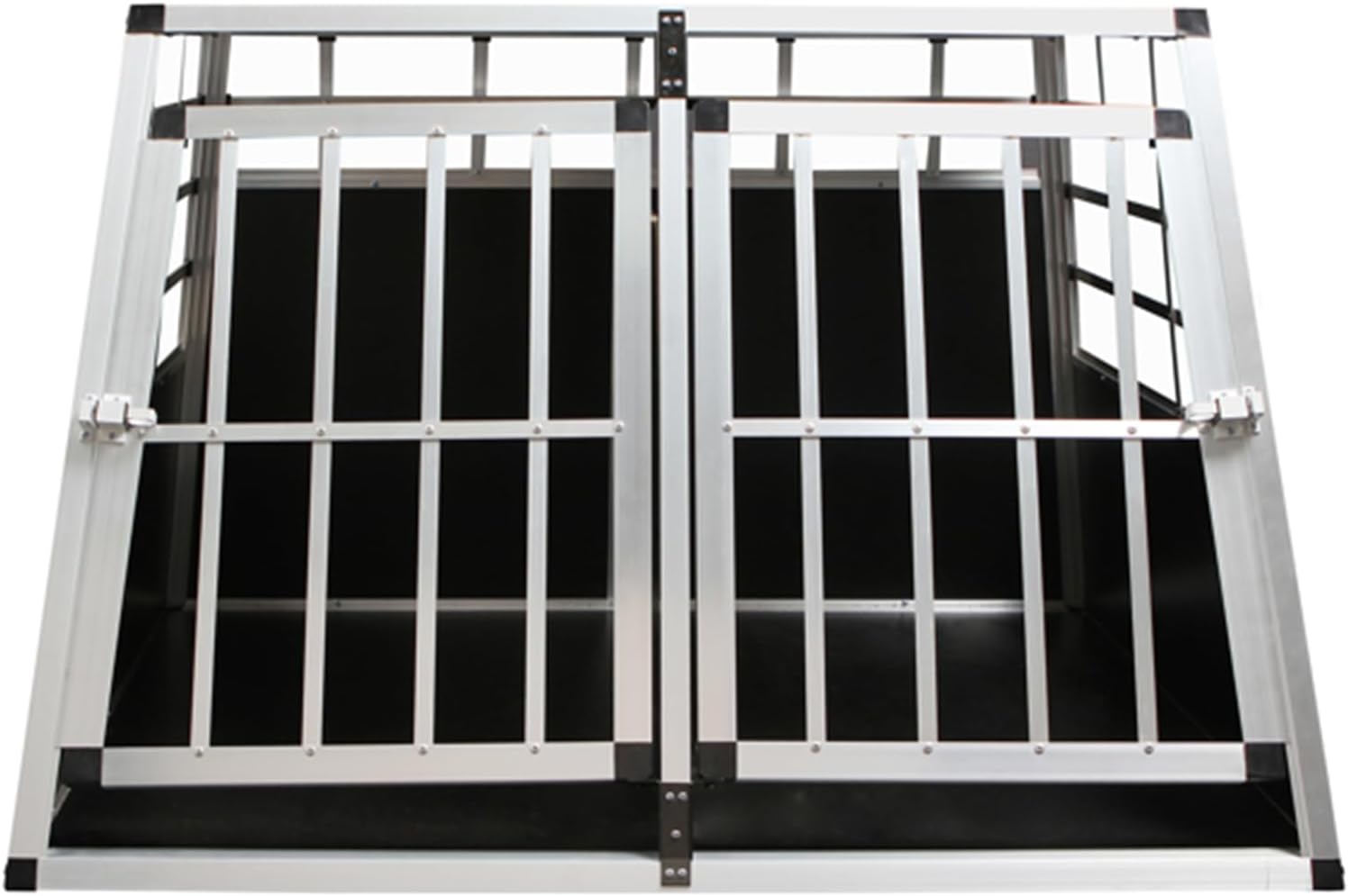 Double Door Pet Car Transport Cage, Cage, Aluminum Alloy Puppy Travel Box, Trapezoidal Dog Cage Cat Cage, Pet Travel, Pet Transport, Pet Supplies, Silver