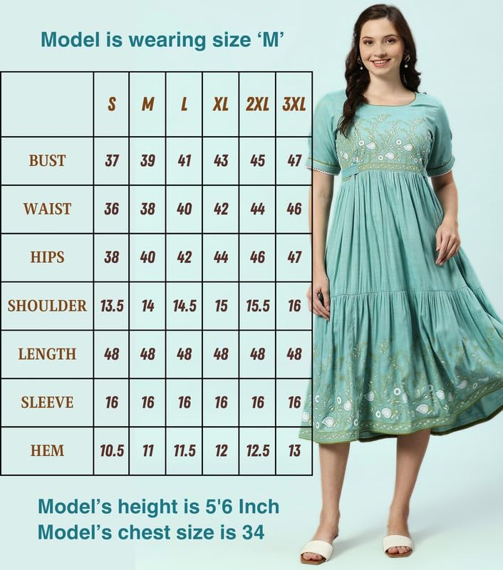 Image of DUMMY SHAPE Maternity Dresses for Women Cotton | Feeding Anarkali Kurta with Concealed Nursing Zippers for Pre & Post Pregnancy | Mom to Be Gifts