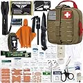 EVERLIT Survival Upgraded Survival First Aid Kit Emergency Gear Trauma Kit with 1000D Nylon Laser Cut Tactical EMT Pouch for Outdoor, Camping, Hunting, Hiking, Earthquake, Home, Office (Coyote Brown)
