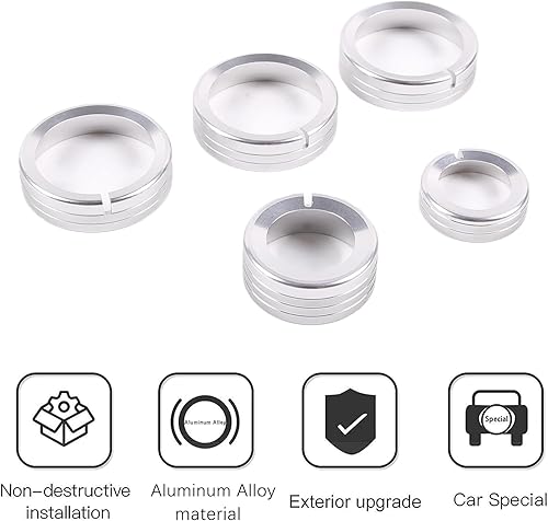 Miniatura 7 de Cubierta de botón de ajuste de volumen de aire acondicionado de CA para consola central, cubierta de aluminio para perilla de interruptor de faros