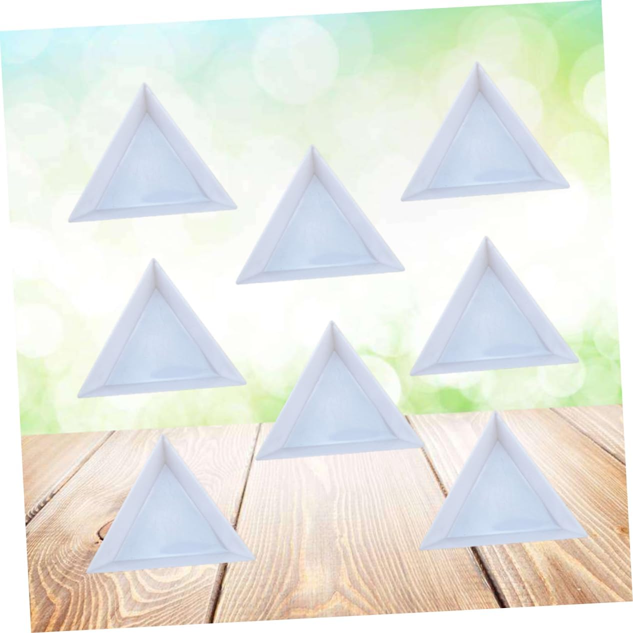 24Pcs White Triangle Plastic Jewelry Plates for Rhinestones and Beads