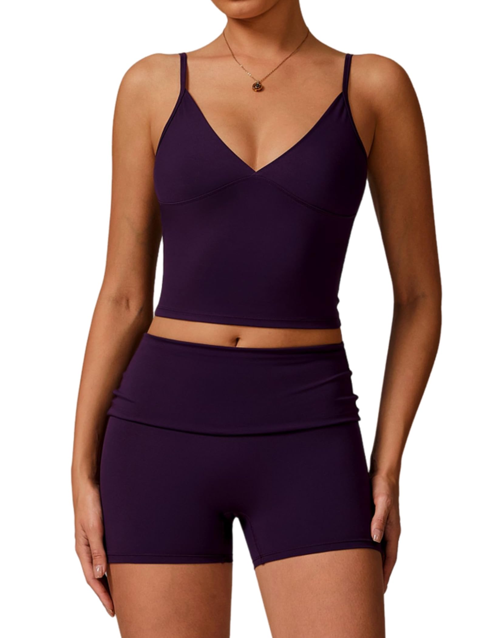 QBGJTD Two Piece Workout Sets For Women Tank Top Matching High Waist Tummy Control Shorts Gym Yoga Active Wear Outfits