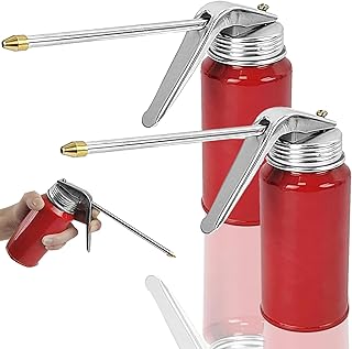 2 Piezas Aceitera Taller, 200ml Aceitera Mecanica, Rojo Aceitera Metalica Taller, Engrasador Manual, Adecuado Para Automóviles, Motocicletas, Camiones, Motores