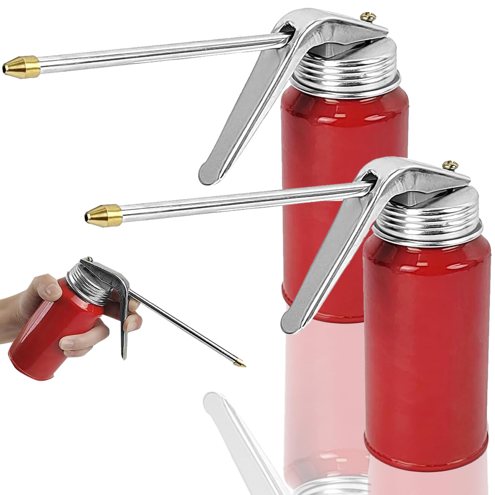 Caraffa Per Olio Con Pompa 200ml - Oliatore Manuale In Metallo Per Auto, Moto E Bici (2 Pezzi) - Foto 7