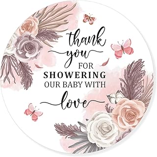 2.4 Inch Cute Pink Floral Butterfly Thank You for Celebrating Stickers,Baby Shower Thank You Stickers,Butterfly Baby Shower Thank You Stickers for Kids Birthday Party Favor Label Decorations(80 PCS)