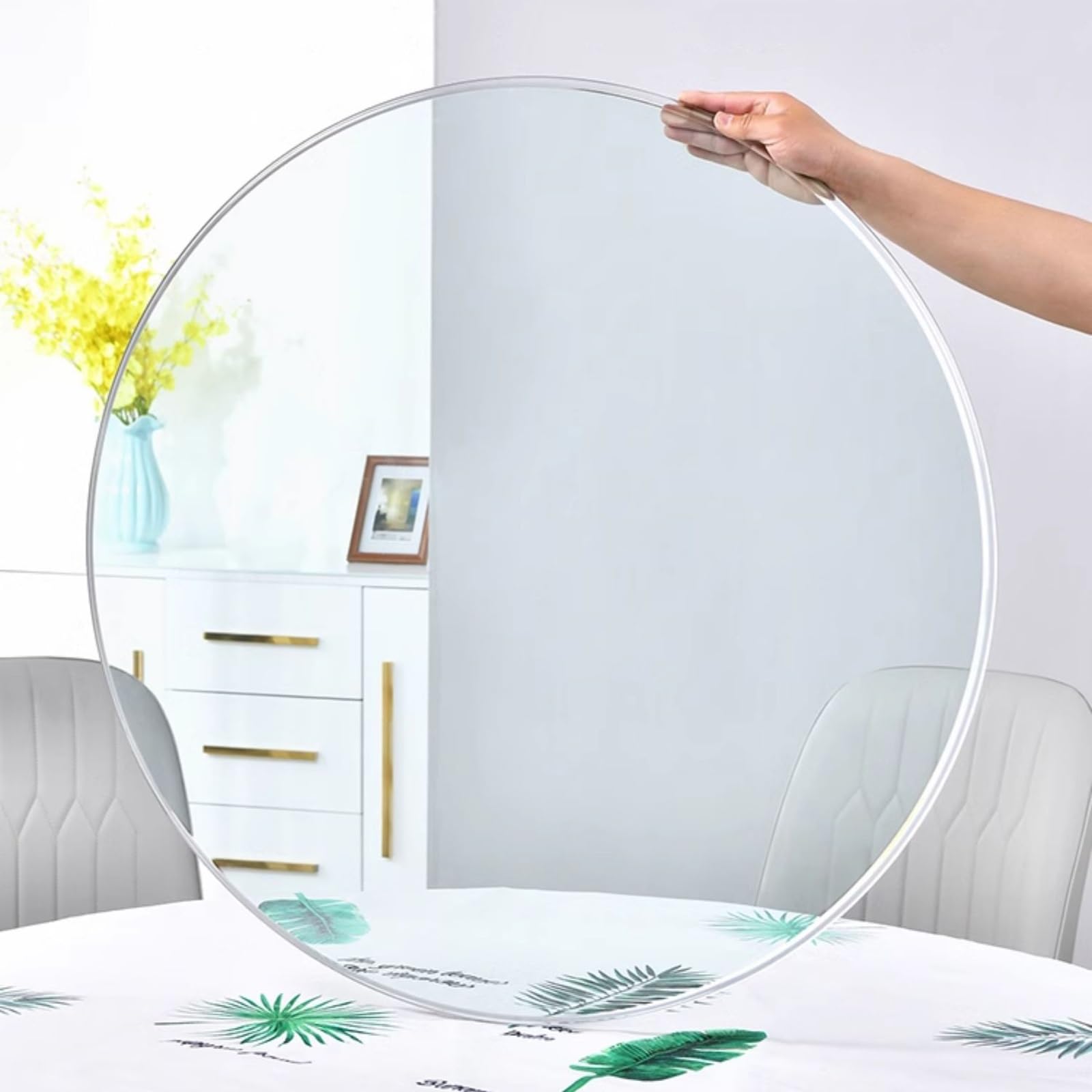 Recambio redondo de cristal, Tablero de mesa vidrio templado redondo transparente, varios tamaños, 8 mm(43CM(17IN))