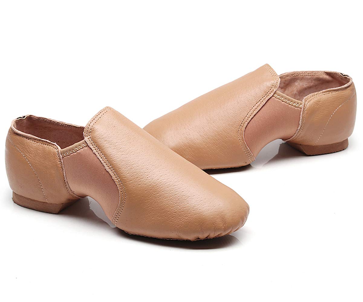 Chaussures de jazz en cuir souple avec semelle fendue pour femmes, hommes, garçons et filles