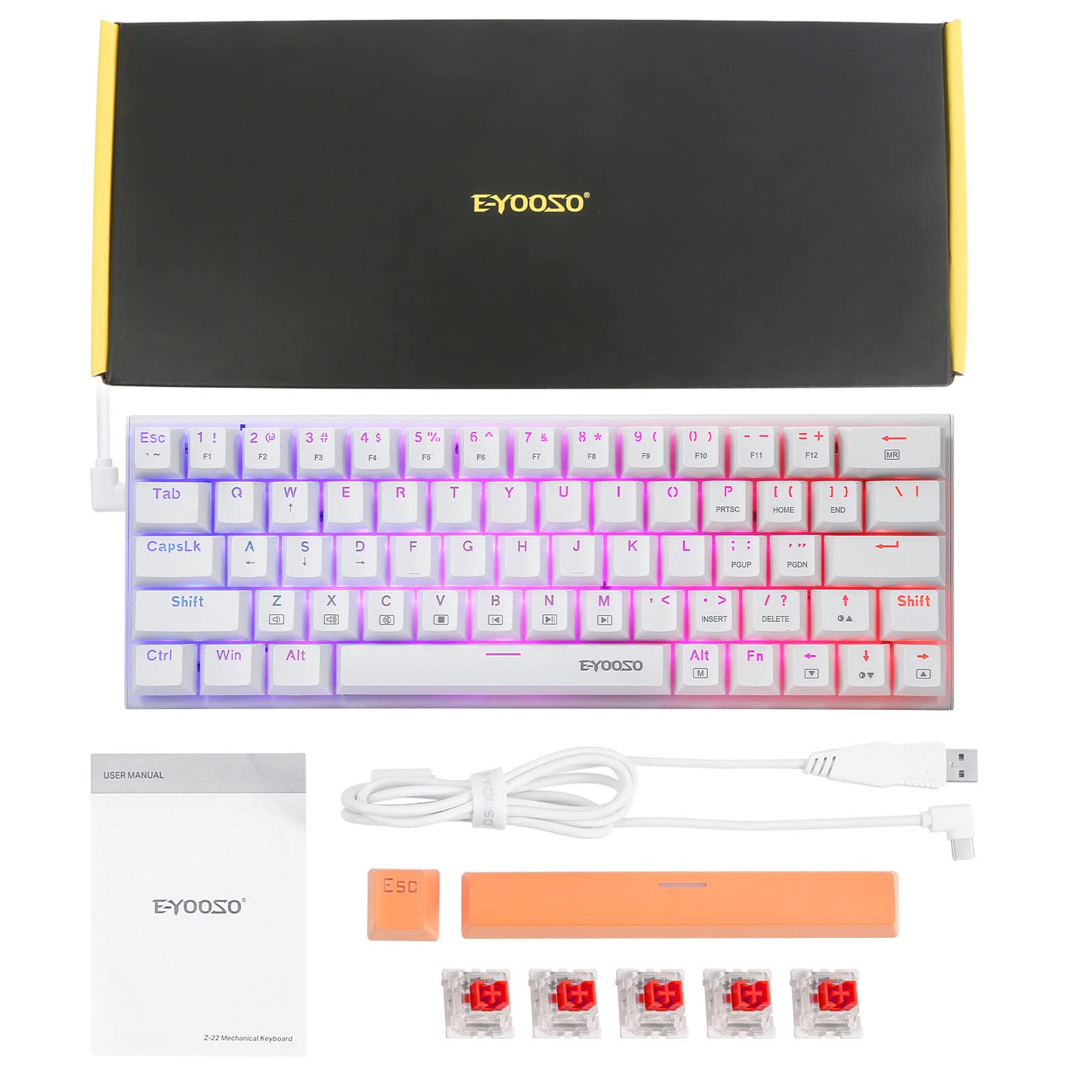 Amazon.co.jp: Z-22 60% メカニカルキーボード 63 キーソリッド