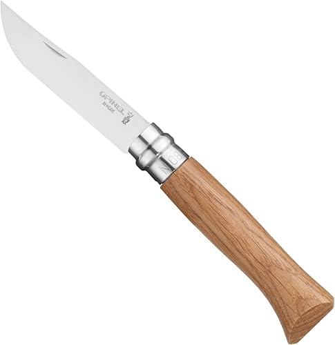 Opinel No. 8 Stainless Steel Pocket Knife, Oak Handle (2021)