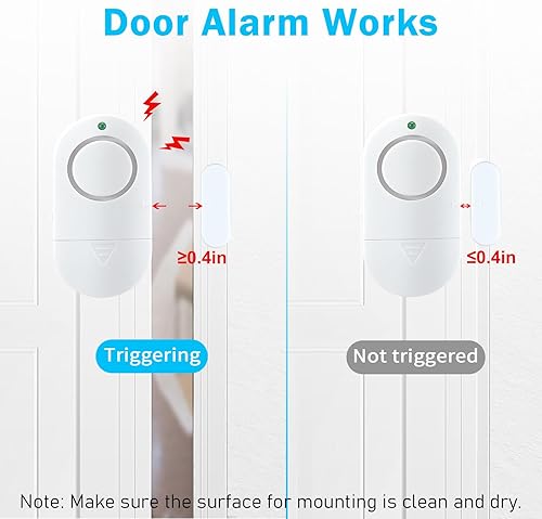 Miniatura 3 de Toeeson - Alarma de ventana de puerta, alarmas de ventana de 120 DB para el hogar, alarmas de puerta de piscina blancas para seguridad de los niños
