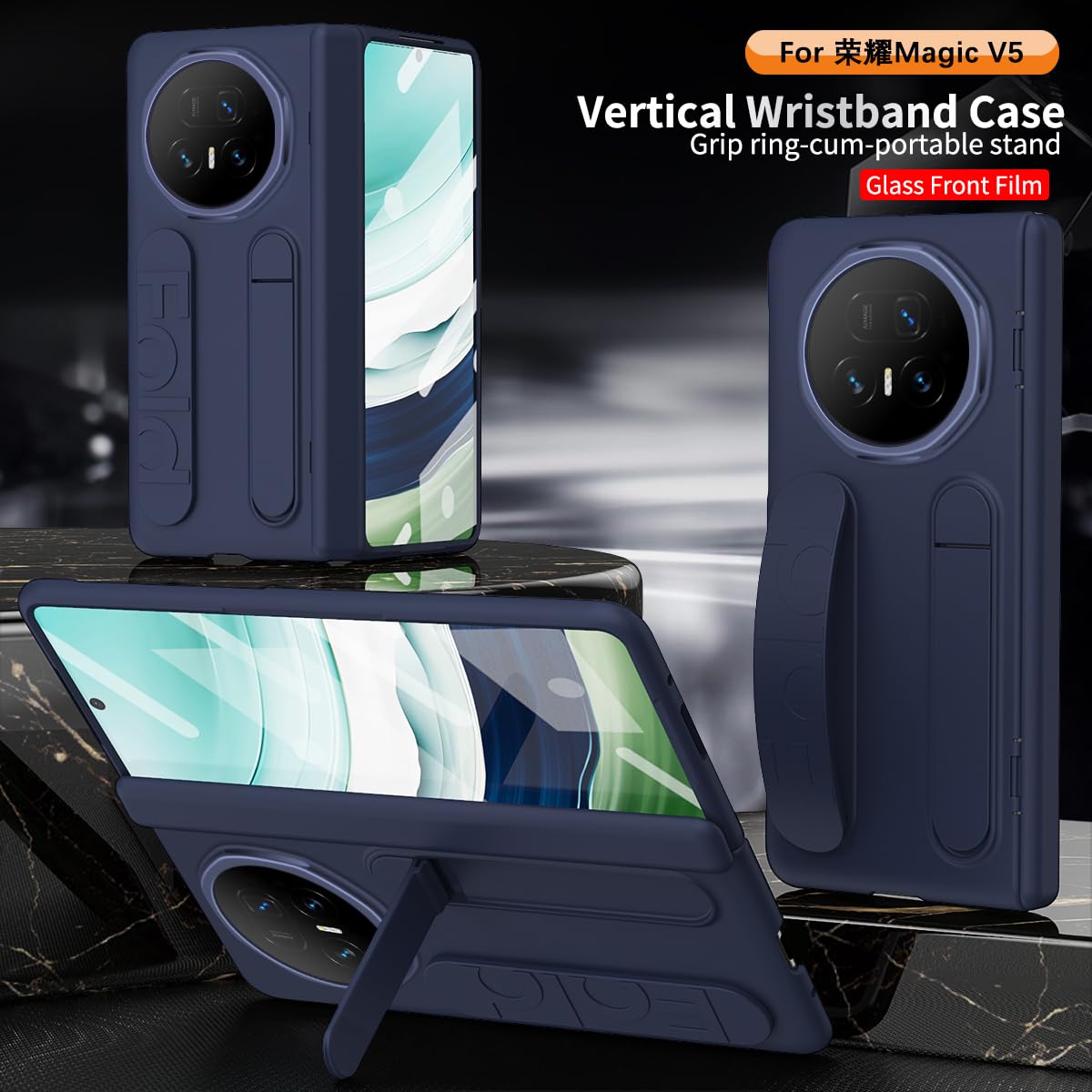 Unichthy Rhino Cases Coque de protection intégrale avec béquille pour HONOR Magic V5 5G Rose