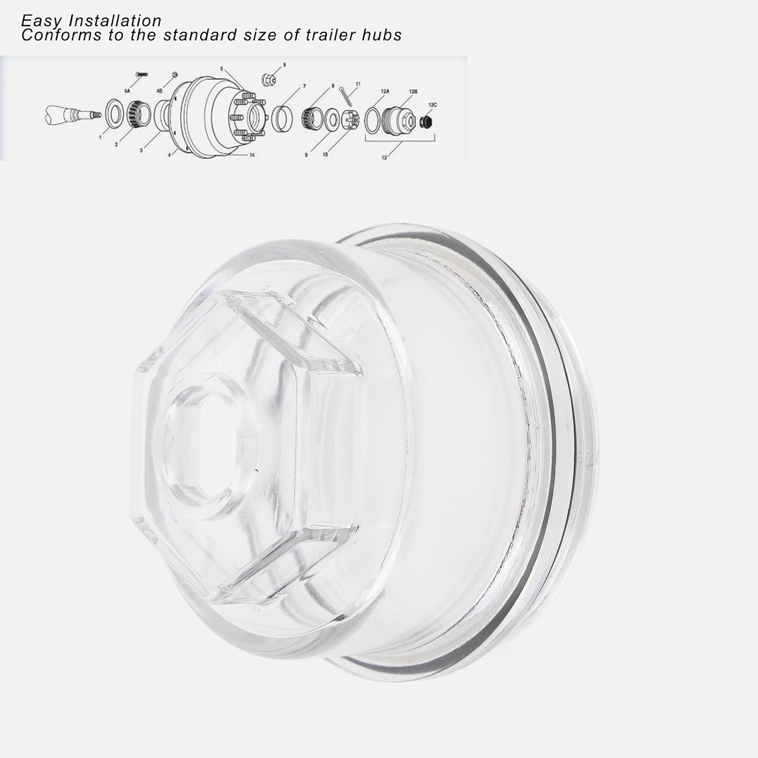 4 Set Trailer Hub Oil Cap, 3-3/4 Inch Oil Bath Dust Caps 12011-1 for 9K-16K Rockwell Axles 1996 with 3.75""-8 Threads,Kodiak Disc Brakes
