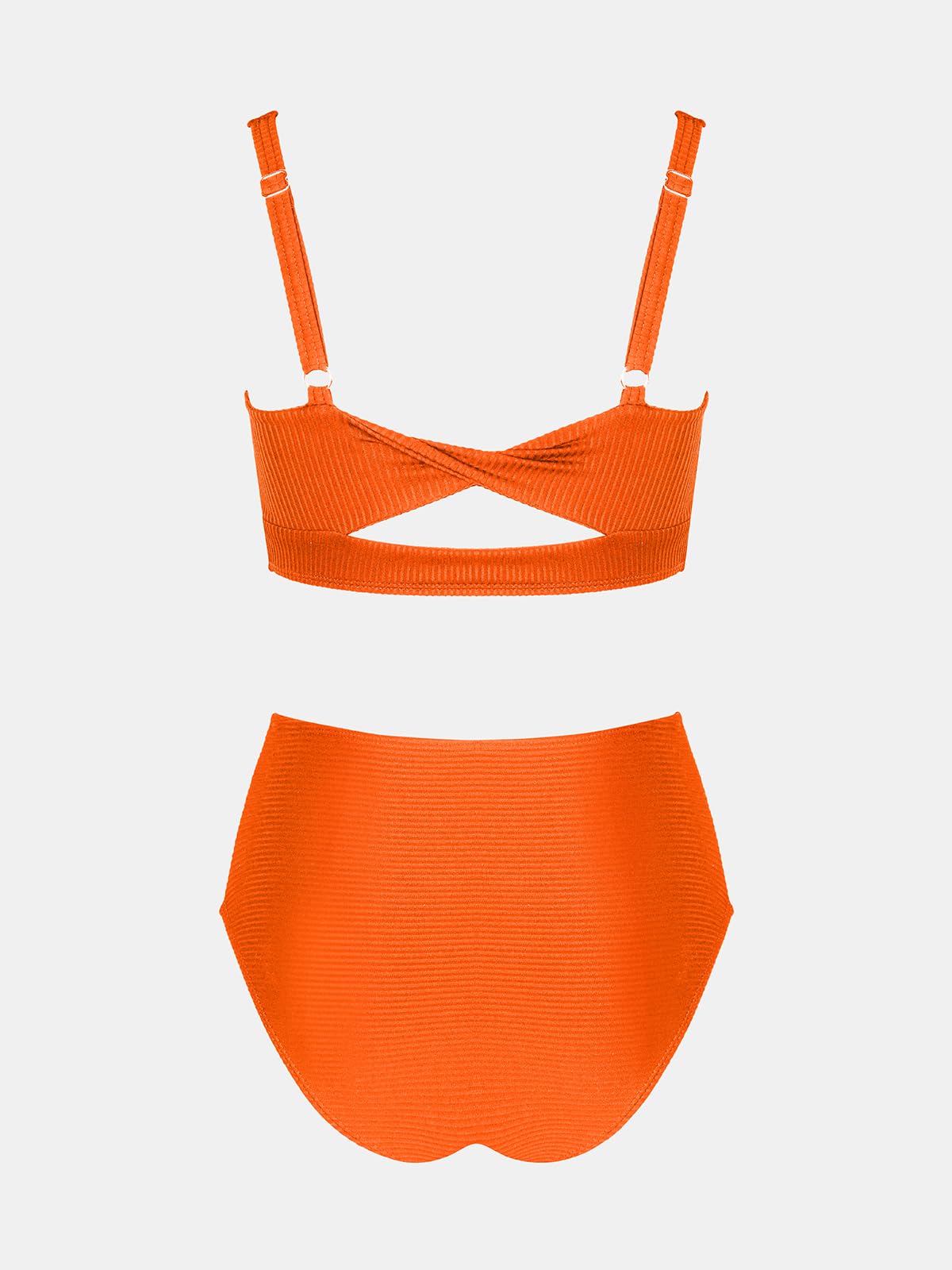 CUPSHE Damskie zestawy bikini dwuczęściowy strój kąpielowy z wysokim stanem kwadratowy dekolt regulowane paski marszczone