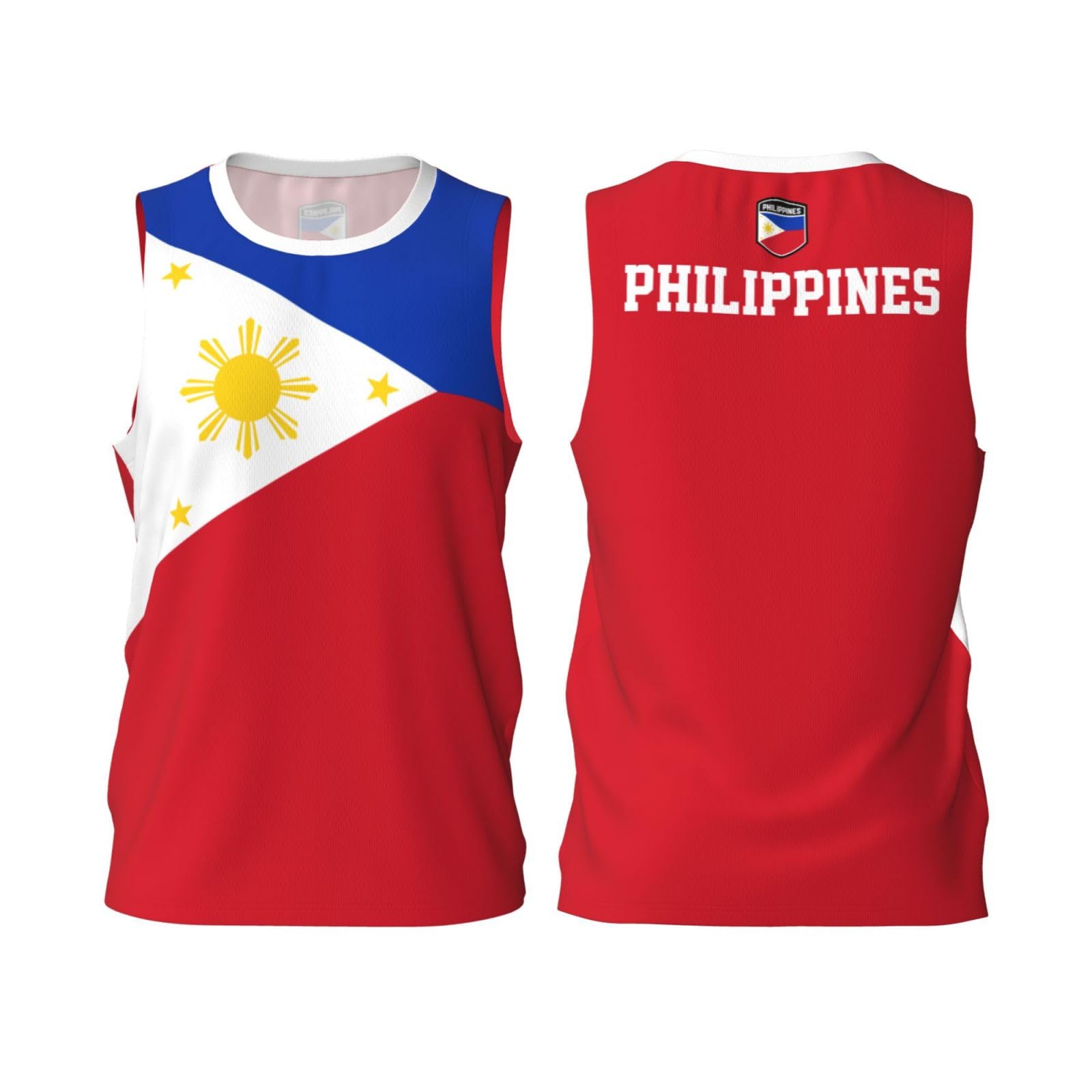 DABOYOZHZH Philippines Flag Basketball Jersey Sports Jerseys for Men Running Fitness Training Sleeveless T Shirt
